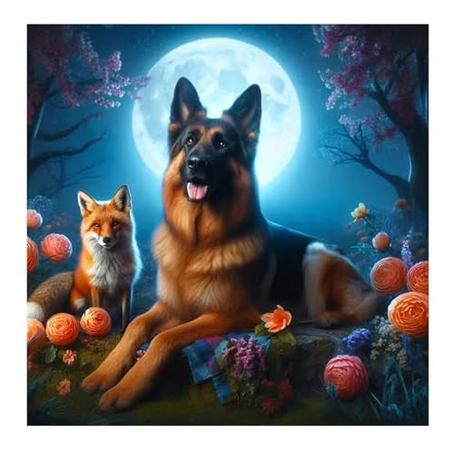 Qijinn Diamant Painting Bilder für Erwachsene Anfänger,5D Schäferhund Tier Diamond Painting Set,DIY Vierkant Diamant Kunst Kits Vollbohrer Kreuzstich Malerei für Home Wand Dekor 105x105cm Qijinn Diamant Painting Bilder für Erwachsene Anfänger,5D Schäferhund Tier Diamond Painting Set,DIY Vierkant Diamant Kunst Kits Vollbohrer Kreuzstich Malerei für Home Wand Dekor 105x105cm von Qijinn