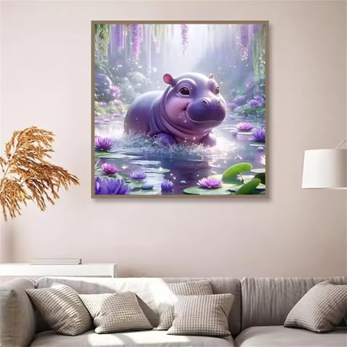 Qijinn Diamant Painting Bilder für Erwachsene Anfänger,5D Süßes Nilpferd Diamond Painting Set,DIY Vierkant Diamant Kunst Kits Vollbohrer Kreuzstich Malerei für Home Wand Dekor 105x105cm Qijinn Diamant Painting Bilder für Erwachsene Anfänger,5D Süßes Nilpferd Diamond Painting Set,DIY Vierkant Diamant Kunst Kits Vollbohrer Kreuzstich Malerei für Home Wand Dekor 105x105cm von Qijinn