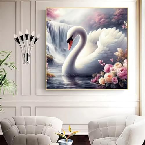 Qijinn Diamant Painting Bilder für Erwachsene Anfänger,5D Weißer Schwan Diamond Painting Set,DIY Vierkant Diamant Kunst Kits Vollbohrer Kreuzstich Malerei für Home Wand Dekor 105x105cm Qijinn Diamant Painting Bilder für Erwachsene Anfänger,5D Weißer Schwan Diamond Painting Set,DIY Vierkant Diamant Kunst Kits Vollbohrer Kreuzstich Malerei für Home Wand Dekor 105x105cm von Qijinn