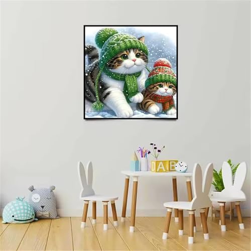 Qijinn Diamant Painting Bilder für Erwachsene Anfänger,5D Winterkatzen Diamond Painting Set,DIY Vierkant Diamant Kunst Kits Vollbohrer Kreuzstich Malerei für Home Wand Dekor 105x105cm Qijinn Diamant Painting Bilder für Erwachsene Anfänger,5D Winterkatzen Diamond Painting Set,DIY Vierkant Diamant Kunst Kits Vollbohrer Kreuzstich Malerei für Home Wand Dekor 105x105cm von Qijinn