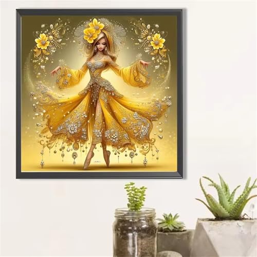 Qijinn Diamond Painting Erwachsene,Gelbes Kleid Mädchen 5D Diamant Painting Bilder DIY Rund Vollbohrer Diamond Painting Bilder Stickerei Diamant Malerei Set für Wanddekoration,105x105cm Qijinn Diamond Painting Erwachsene,Gelbes Kleid Mädchen 5D Diamant Painting Bilder DIY Rund Vollbohrer Diamond Painting Bilder Stickerei Diamant Malerei Set für Wanddekoration,105x105cm von Qijinn