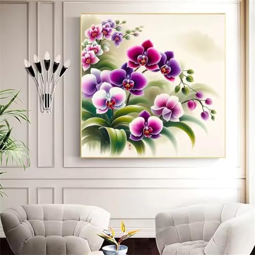 Qijinn Diamond Painting Erwachsene,Lila Orchideen 5D Diamant Painting Bilder DIY Rund Vollbohrer Diamond Painting Bilder Stickerei Diamant Malerei Set für Wanddekoration,105x105cm Qijinn Diamond Painting Erwachsene,Lila Orchideen 5D Diamant Painting Bilder DIY Rund Vollbohrer Diamond Painting Bilder Stickerei Diamant Malerei Set für Wanddekoration,105x105cm von Qijinn