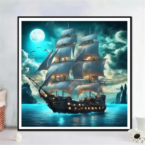 Qijinn Diamond Painting Erwachsene,Segeln Meer 5D Diamant Painting Bilder DIY Rund Vollbohrer Diamond Painting Bilder Stickerei Diamant Malerei Set für Wanddekoration,105x105cm Qijinn Diamond Painting Erwachsene,Segeln Meer 5D Diamant Painting Bilder DIY Rund Vollbohrer Diamond Painting Bilder Stickerei Diamant Malerei Set für Wanddekoration,105x105cm von Qijinn