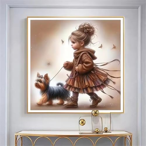 Qijinn Diamond Painting Erwachsene,Süßes Mädchen Hund 5D Diamant Painting Bilder DIY Rund Vollbohrer Diamond Painting Bilder Stickerei Diamant Malerei Set für Wanddekoration,105x105cm Qijinn Diamond Painting Erwachsene,Süßes Mädchen Hund 5D Diamant Painting Bilder DIY Rund Vollbohrer Diamond Painting Bilder Stickerei Diamant Malerei Set für Wanddekoration,105x105cm von Qijinn