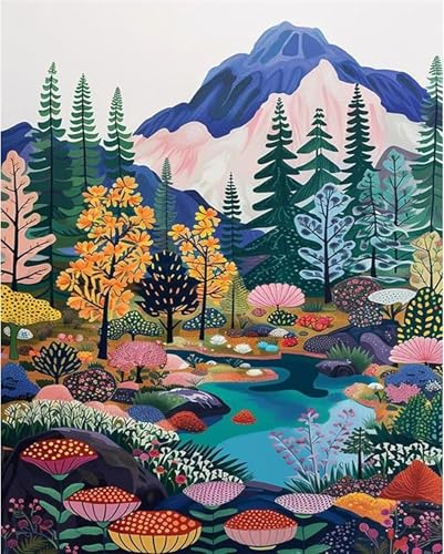 Qijinn Diamond Painting Kits,5D Cartoon-Landschaft Diamant Painting Bilder für Erwachsene,DIY Round Vollbohrer Diamant Malerei Stickerei Kreuzstich Set Home Wand Dekor Geschenke 70x90 cm von Qijinn