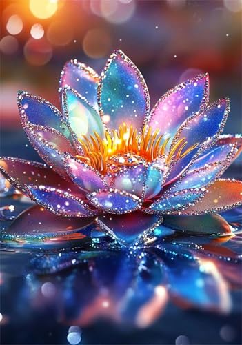 Qijinn Diamond Painting Kits,5D Fantastischer Lotus Diamant Painting Bilder für Erwachsene,DIY Round Vollbohrer Diamant Malerei Stickerei Kreuzstich Set Home Wand Dekor Geschenke 70x90 cm von Qijinn