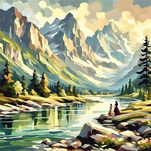 Qijinn Malen Nach Zahlen Erwachsene,DIY Gebirgsfluss Ölgemälde-Kits auf Leinwand mit Pinseln und Acrylpigment,Handgemalt Ölgemälde Paint by numbers für Wohnzimmer, Büro Dekoration,mit Rahmen 70x70cm Qijinn Malen Nach Zahlen Erwachsene,DIY Gebirgsfluss Ölgemälde-Kits auf Leinwand mit Pinseln und Acrylpigment,Handgemalt Ölgemälde Paint by numbers für Wohnzimmer, Büro Dekoration,mit Rahmen 70x70cm von Qijinn