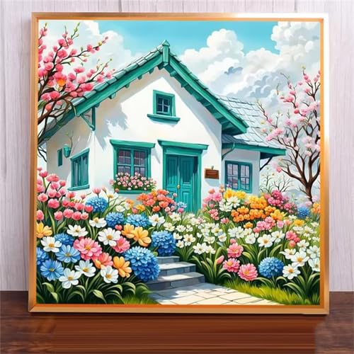 Qijinn Malen Nach Zahlen Erwachsene,DIY Häuser Blumen Ölgemälde-Kits auf Leinwand mit Pinseln und Acrylpigment,Handgemalt Ölgemälde Paint by numbers für Wohnzimmer, Büro Dekoration,mit Rahmen 30x30cm Qijinn Malen Nach Zahlen Erwachsene,DIY Häuser Blumen Ölgemälde-Kits auf Leinwand mit Pinseln und Acrylpigment,Handgemalt Ölgemälde Paint by numbers für Wohnzimmer, Büro Dekoration,mit Rahmen 30x30cm von Qijinn