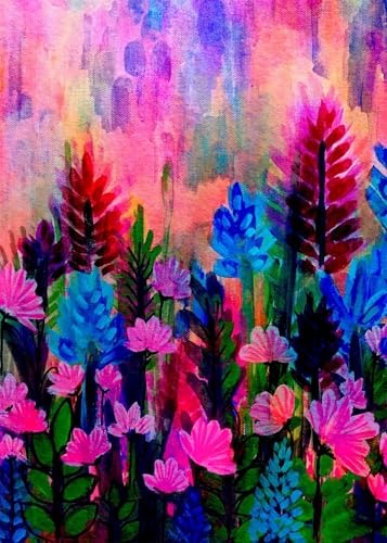 Qijinn Malen Nach Zahlen Erwachsene Aquarellblumen DIY Handgemalt Ölgemälde Kit für Anfänger,mit Pinseln und Acrylfarbe Paint by Number kit für Home Deko Geschenk 40x50 cm(mit Rahmen) von Qijinn