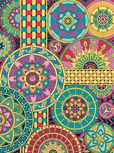 Qijinn Malen Nach Zahlen Erwachsene Buntes Mandala DIY Handgemalt Ölgemälde Kit für Anfänger,mit Pinseln und Acrylfarbe Paint by Number kit für Home Deko Geschenk 45x60 cm(ohne Rahmen) von Qijinn