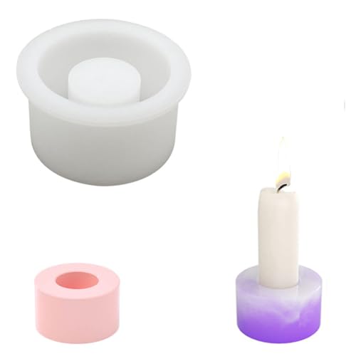 Qikaara Silikonform Kerzenhalter, Rund, Gießform für DIY Stabkerzen, Teelichter, Geschenke, Heimdekoration von Qikaara