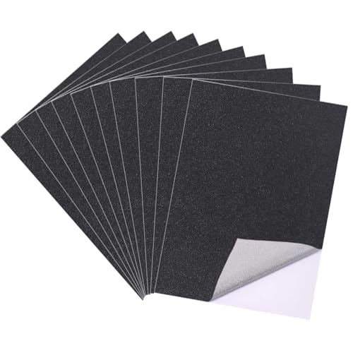 10 Blatt Schwarz Glitzerpapier zum Basteln, A4 Selbstklebende Glitzer Papier, Glitzerndes Bastelpapier, Glitterpapier Glitterkarton für DIY Handwerk, Grußkarten, Scrapbooking (21 x 29.7 cm, Schwarz) von Qikaara