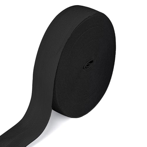 10 Meter Gummiband Schwarz 25 mm Breit Gummibänder Nähen dick Hosengummi Elastische Band gummizug Gummilitze stoffband zum Nähen sewing elastic band für DIY Handwerk, Kleidung (10 M-2.5 cm Schwarzer) von Qikaara