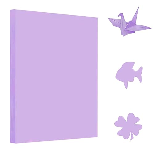 100 Blatt Hellviolett Origami Papier, A4 Faltpapier 70 g/m² Tonpapier Zweiseitig Bastelpapier Doppelseitig Kopierpapier für DIY Kunst Handwerk, Papierblumen und Bastelprojekte,Folding craft paper von Qikaara