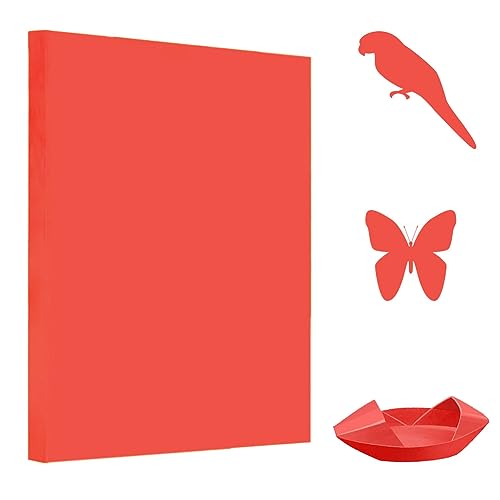 100 Blatt Rot Origami Papier, A4 Faltpapier 70 g/m² Tonpapier Zweiseitig Bastelpapier Doppelseitig Kopierpapier für DIY Kunst Handwerk, Papierblumen und Bastelprojekte, Red Folding craft paper von Qikaara