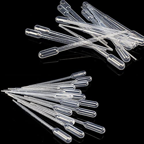 100 Stück 1ml+2ml Transferpipetten Set, Messpipette Wiederverwendbar Pipetten Einwegpipetten Durchscheinende Pipetten Dropper Kunststoff für Ätherische Öle, Wissenschaftliche Labors Acrylfarben. von Qikaara