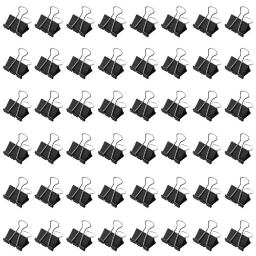 100 Stück Foldback Klammern, 15mm Schwarz Foldbackklammern, Mini Klein Papierklammern Metall Maul Klammer Büroklammern Vielzweckklammern für Büro und Haushalt foldback clips foldback clamps von Qikaara