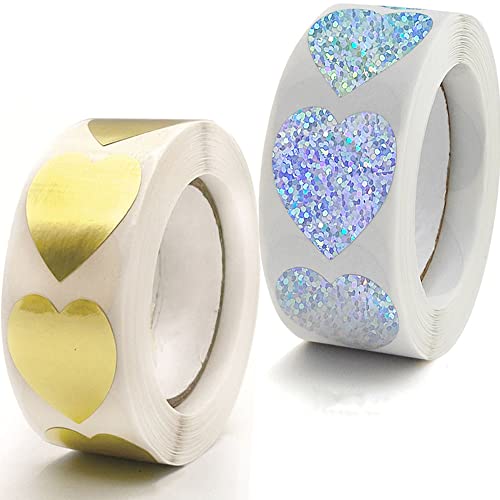 1000 Stück Aufkleber Herz Selbstklebend Herzform Etiketten Rolle 25mm klein Farbkodierung Herz Aufkleber für Hochzeit Scrapbooking Geschenke Gold Silber 1000 Stück Aufkleber Herz Selbstklebend Herzform Etiketten Rolle 25mm klein Farbkodierung Herz Aufkleber für Hochzeit Scrapbooking Geschenke Gold Silber von Qikaara