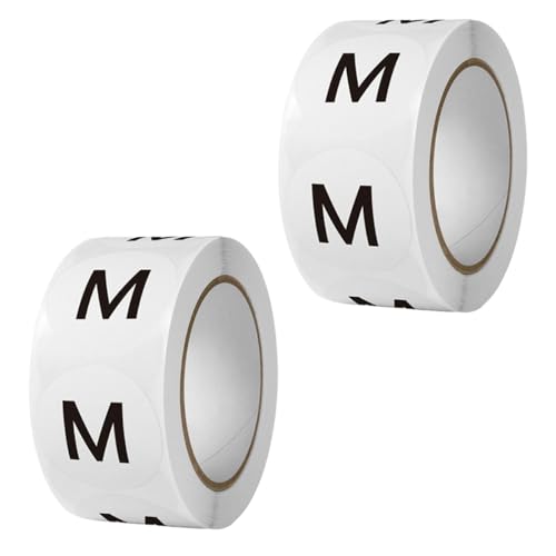 1000 Stück Kleidungsgrößen Aufkleber Etiketten, 2.5 cm Durchmesser Selbstklebend Klebeetiketten Aufkleber für Kleidung Größe, Runde Größenetiketten Kreis Größenaufkleber Size Stickers (25 mm, M) von Qikaara
