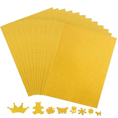12 Blatt Gold Glitzerpapier zum Basteln und Gestalten,21x29.7cm A4 Glitzer Papier, 250g/m² Glitterkarton Bastelpapier für DIY Grußkarten Scrapbooking Glitter Craft Paper Cardboard 12 Blatt Gold Glitzerpapier zum Basteln und Gestalten,21x29.7cm A4 Glitzer Papier, 250g/m² Glitterkarton Bastelpapier für DIY Grußkarten Scrapbooking Glitter Craft Paper Cardboard von Qikaara