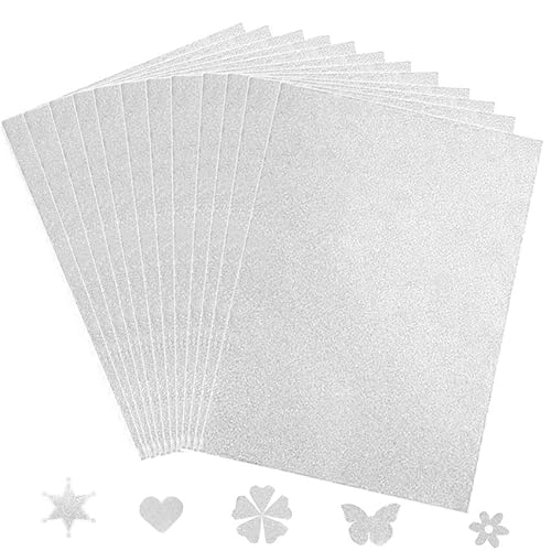 12 Blatt Silber Glitzerpapier zum Basteln und Gestalten,21x29.7cm A4 Glitzer Papier,250g/m² Glitterkarton Bastelpapier für DIY Grußkarten Scrapbooking Glitter Craft Paper Cardboard von Qikaara