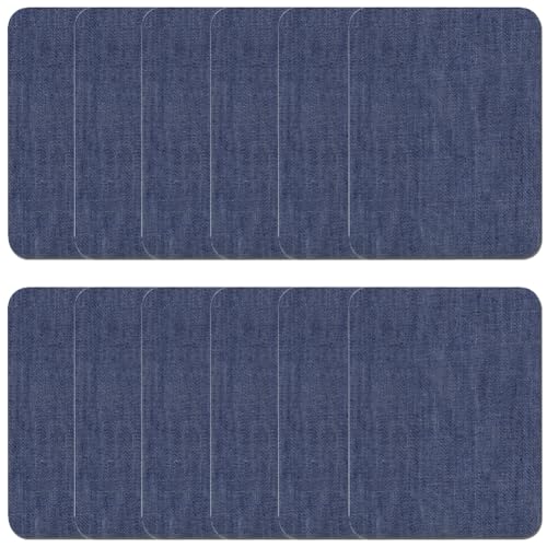 12 Stück Flicken zum Aufbügeln, Aufbügel Flicken, Bügelflicken, Denim Flicken, Reparaturflicken, Reparatur-Dekorationsset für Jeans und Kleidung, 9.5*12.5 cm, Iron-on Repair Patches (Denim Königsblau) von Qikaara