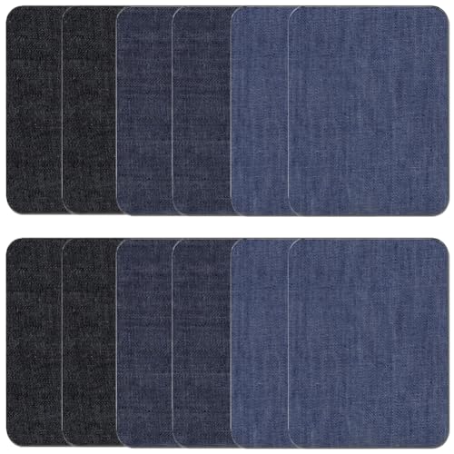 12 Stück Flicken zum Aufbügeln, Bügelflicken für Innen-Außen, Denim Flicken, Reparaturflicken, Reparatur-Dekorationsset für Jeans und Kleidung, 9.5 * 12.5 cm, Iron-on Repair Patches (Denim 3 Farben) 12 Stück Flicken zum Aufbügeln, Bügelflicken für Innen-Außen, Denim Flicken, Reparaturflicken, Reparatur-Dekorationsset für Jeans und Kleidung, 9.5 * 12.5 cm, Iron-on Repair Patches (Denim 3 Farben) von Qikaara