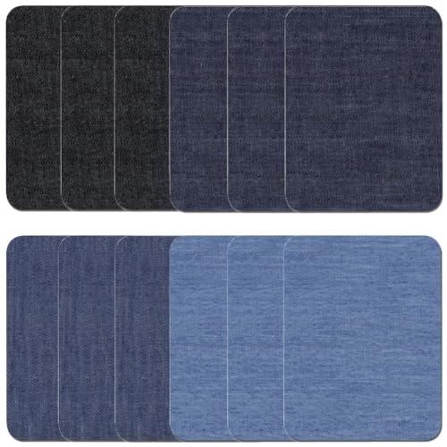 12 Stück Flicken zum Aufbügeln, Bügelflicken für Innen-Außen, Denim Flicken, Reparaturflicken, Reparatur-Dekorationsset für Jeans und Kleidung, 9.5 * 12.5 cm, Iron-on Repair Patches (Denim 4 Farben) 12 Stück Flicken zum Aufbügeln, Bügelflicken für Innen-Außen, Denim Flicken, Reparaturflicken, Reparatur-Dekorationsset für Jeans und Kleidung, 9.5 * 12.5 cm, Iron-on Repair Patches (Denim 4 Farben) von Qikaara