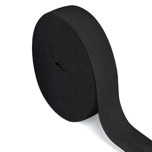 20 Meter Gummiband Schwarz 25 mm Breit Gummibänder Nähen dick Hosengummi Elastische Band gummizug Gummilitze stoffband zum Nähen sewing elastic band für DIY Handwerk, Kleidung (20 M-2.5 cm Schwarzer) von Qikaara