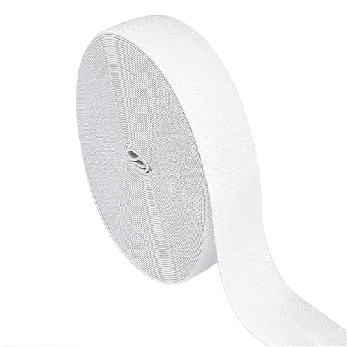 20 Meter Gummiband Weiß 25 mm Breit Gummibänder Nähen dick Hosengummi Elastische Band gummizug Gummilitze stoffband zum Nähen sewing elastic band white für DIY Handwerk, Kleidung (20 M-2.5 cm Weiss) von Qikaara