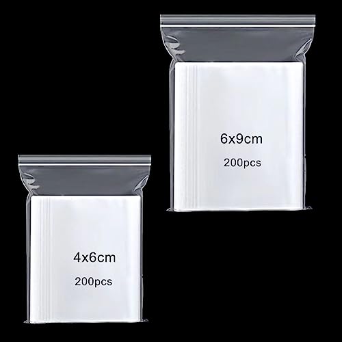 400 Stück Druckverschlussbeutel Wiederverschließbar Set,4x6 6x9 cm Klein Zip Beutel Zipper Plastikbeutel Durchsichtige PE Polybeutel Klar Plastiktüten tüten Reißverschluss Tütchen Packung ziplock bags von Qikaara