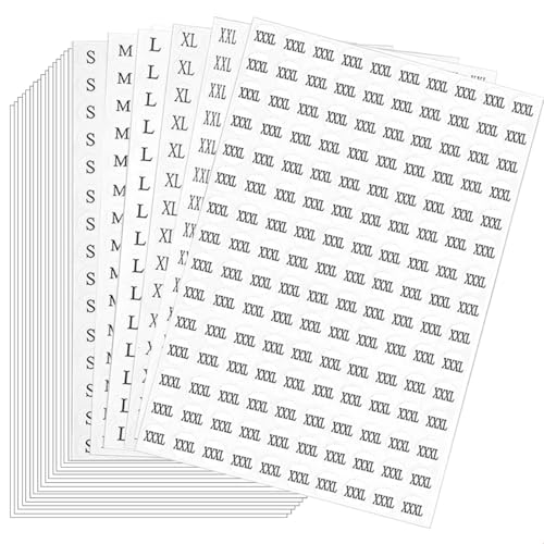 4500 Stück Kleidungsgrößen Aufkleber Etiketten, Selbstklebend Klebeetiketten Aufkleber für Kleidung Größe, Rund Größenetiketten Größenaufkleber Clothes Size Label Sticker (S M L XL XXL XXXL) von Qikaara