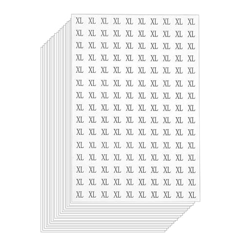 4500 Stück Kleidungsgrößen Aufkleber Etiketten, Selbstklebend Klebeetiketten Aufkleber für Kleidung Größe, Runde Größenetiketten Größenaufkleber 1.3 cm Durchmesser Clothing Size Label Stickers (XL) von Qikaara