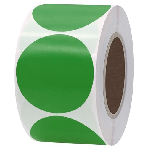 500 Stück Runde Aufkleber Grün, 50 mm Selbstklebende Markierungspunkte, Farbkodierung Etiketten Punktaufkleber, Klebeetiketten Klebepunkte für DIY Büro Kalend, Round Adhesive Dot Sticker Green von Qikaara