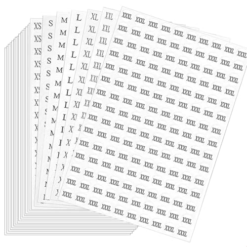 5250 Stück Kleidungsgrößen Aufkleber Etiketten, Selbstklebend Klebeetiketten Aufkleber für Kleidung Größe, Rund Größenetiketten Größenaufkleber Clothes Size Label Sticker (XS S M L XL XXL XXXL) von Qikaara