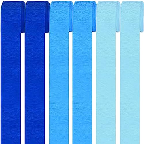 6 Rollen Bunt Krepppapier,Regenbogen kreppbänder Hintergrund Luftschlangen Papier Rainbow Crepe Paper Bastelkrepp für Party Dekoration und Handarbeiten Papierkunst (3 Stile Blau) von Qikaara