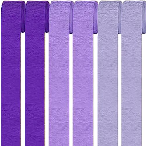 6 Rollen Bunt Krepppapier,Regenbogen kreppbänder Hintergrund Luftschlangen Papier Rainbow Crepe Paper Bastelkrepp für Party Dekoration und Handarbeiten Papierkunst (3 Stile Lila) von Qikaara