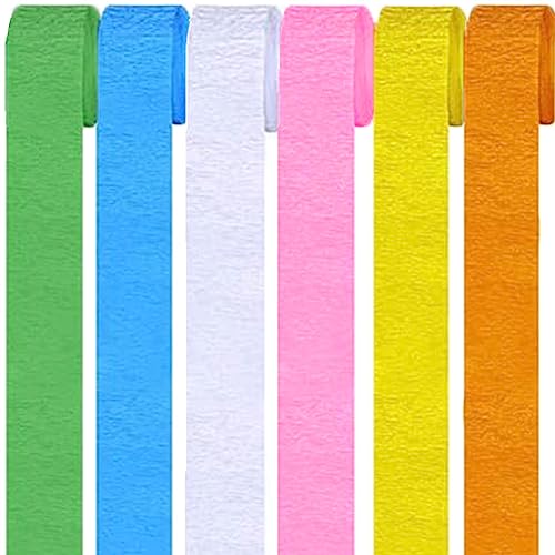 6 Rollen Bunt Krepppapier,Regenbogen kreppbänder Hintergrund Luftschlangen Papier Rainbow Crepe Paper Bastelkrepp für Party Dekoration und Handarbeiten Papierkunst 6 Farben (Set 1) von Qikaara