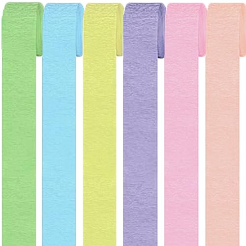 6 Rollen Bunt Krepppapier,Regenbogen kreppbänder Hintergrund Luftschlangen Papier Rainbow Crepe Paper Bastelkrepp für Party Dekoration und Handarbeiten Papierkunst 6 Farben (Set 2) von Qikaara