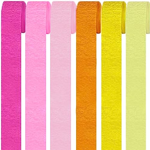 6 Rollen Bunt Krepppapier,Regenbogen kreppbänder Hintergrund Luftschlangen Papier Rainbow Crepe Paper Bastelkrepp für Party Dekoration und Handarbeiten Papierkunst 6 Farben (Set 4) von Qikaara