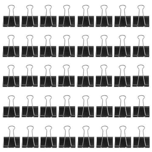 Qikaara Foldback Klammern, 25mm Schwarz Metall Maul Klammer Büroklammern Stahlklammern Vielzweckklammern für Büro und Haushalt, 60 Stück von Qikaara