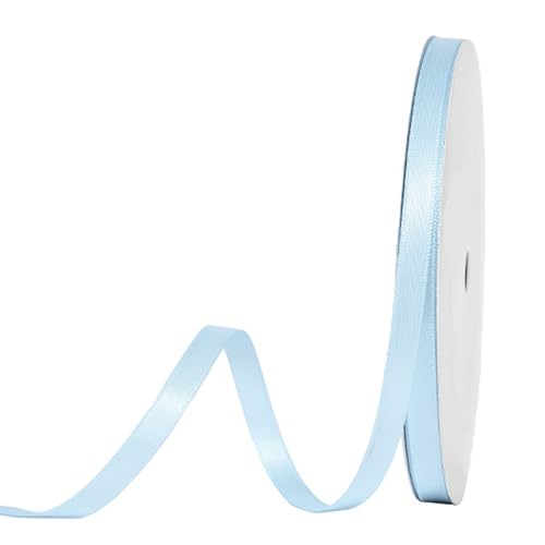 91 m Satinband Hellblau, 6 mm Doppelseitig Schleifenband Geschenkband Dekoband Seidenband Doppelsatinband Satin Ribbon für Hochzeit Geburtstag Party Dekoration, Geschenkverpackung, Basteln von Qikaara