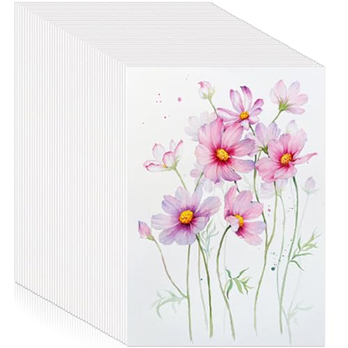 Aquarellpapier A6, 100 Blatt Aquarell Papier 300g/m², Aquarellblock, Wasserfarben Papier, Weiß Zeichenpapier für Studenten, Anfänger, Zeichenpapier zum Aquarell– Watercolor Paper (10.1 x 15.2 cm) von Qikaara