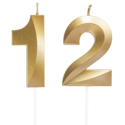Geburtstagskerzen Zahlen 12/21, Gold Geburtstag Kerzen, Zahlenförmige Kerze, 3D Tortendeko, kuchen Dekoration für Geburtstag Party, Hochzeiten, Firmenfeiern, Jubiläen, Birthday Candle Nummer 12/21 Geburtstagskerzen Zahlen 12/21, Gold Geburtstag Kerzen, Zahlenförmige Kerze, 3D Tortendeko, kuchen Dekoration für Geburtstag Party, Hochzeiten, Firmenfeiern, Jubiläen, Birthday Candle Nummer 12/21 von Qikaara