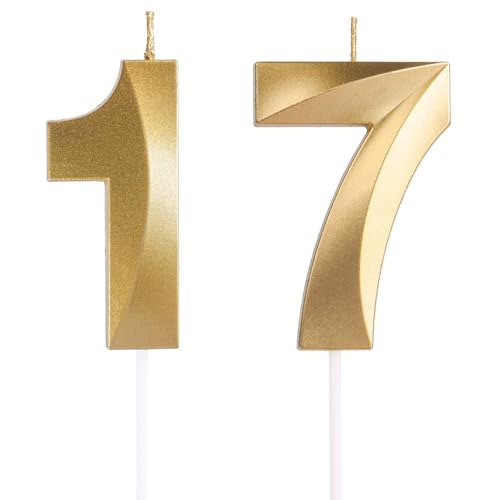Geburtstagskerzen Zahlen 17/71, Gold Geburtstag Kerzen, Zahlenförmige Kerze, 3D Tortendeko, kuchen Dekoration für Geburtstag Party, Hochzeiten, Firmenfeiern, Jubiläen, Birthday Candle Nummer 17/71 Geburtstagskerzen Zahlen 17/71, Gold Geburtstag Kerzen, Zahlenförmige Kerze, 3D Tortendeko, kuchen Dekoration für Geburtstag Party, Hochzeiten, Firmenfeiern, Jubiläen, Birthday Candle Nummer 17/71 von Qikaara