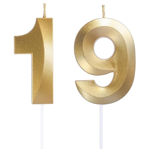 Geburtstagskerzen Zahlen 19/91, Gold Geburtstag Kerzen, Zahlenförmige Kerze, 3D Tortendeko, kuchen Dekoration für Geburtstag Party, Hochzeiten, Firmenfeiern, Jubiläen, Birthday Candle Nummer 19/91 Geburtstagskerzen Zahlen 19/91, Gold Geburtstag Kerzen, Zahlenförmige Kerze, 3D Tortendeko, kuchen Dekoration für Geburtstag Party, Hochzeiten, Firmenfeiern, Jubiläen, Birthday Candle Nummer 19/91 von Qikaara