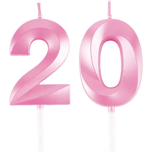 Geburtstagskerzen Zahlen 20, Rosa Geburtstag Kerzen, 3D Tortendeko, Geburtstagskerze Kuchendeko für Geburtstag Party, Hochzeiten, Firmenfeiern, Jubiläen kuchen Dekoration, Birthday Candle Number 20 Geburtstagskerzen Zahlen 20, Rosa Geburtstag Kerzen, 3D Tortendeko, Geburtstagskerze Kuchendeko für Geburtstag Party, Hochzeiten, Firmenfeiern, Jubiläen kuchen Dekoration, Birthday Candle Number 20 von Qikaara