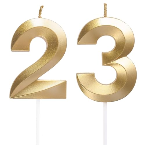 Geburtstagskerzen Zahlen 23/32, Gold Geburtstag Kerzen, Zahlenförmige Kerze, 3D Tortendeko, kuchen Dekoration für Geburtstag Party, Hochzeiten, Firmenfeiern, Jubiläen, Birthday Candle Nummer 23/32 Geburtstagskerzen Zahlen 23/32, Gold Geburtstag Kerzen, Zahlenförmige Kerze, 3D Tortendeko, kuchen Dekoration für Geburtstag Party, Hochzeiten, Firmenfeiern, Jubiläen, Birthday Candle Nummer 23/32 von Qikaara