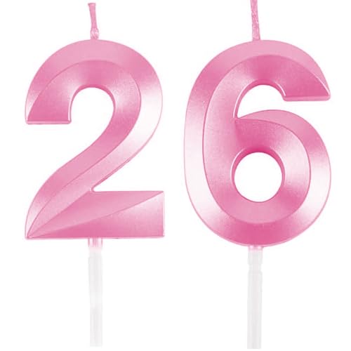 Geburtstagskerzen Zahlen 26/62, Rosa Geburtstag Kerzen, Zahlenförmige Kerze, 3D Tortendeko, kuchen Dekoration für Geburtstag Party, Hochzeiten, Firmenfeiern, Jubiläen, Birthday Candle Number 26/62 Geburtstagskerzen Zahlen 26/62, Rosa Geburtstag Kerzen, Zahlenförmige Kerze, 3D Tortendeko, kuchen Dekoration für Geburtstag Party, Hochzeiten, Firmenfeiern, Jubiläen, Birthday Candle Number 26/62 von Qikaara