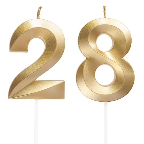 Geburtstagskerzen Zahlen 28/82, Gold Geburtstag Kerzen, Zahlenförmige Kerze, 3D Tortendeko, kuchen Dekoration für Geburtstag Party, Hochzeiten, Firmenfeiern, Jubiläen, Birthday Candle Nummer 28/82 Geburtstagskerzen Zahlen 28/82, Gold Geburtstag Kerzen, Zahlenförmige Kerze, 3D Tortendeko, kuchen Dekoration für Geburtstag Party, Hochzeiten, Firmenfeiern, Jubiläen, Birthday Candle Nummer 28/82 von Qikaara